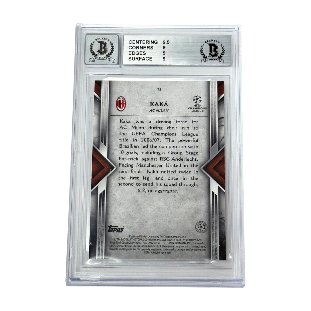 Kaka Signed 2022-23 Topps Museum Collection UCL Gold /50 – BGS 9 AUTO 10