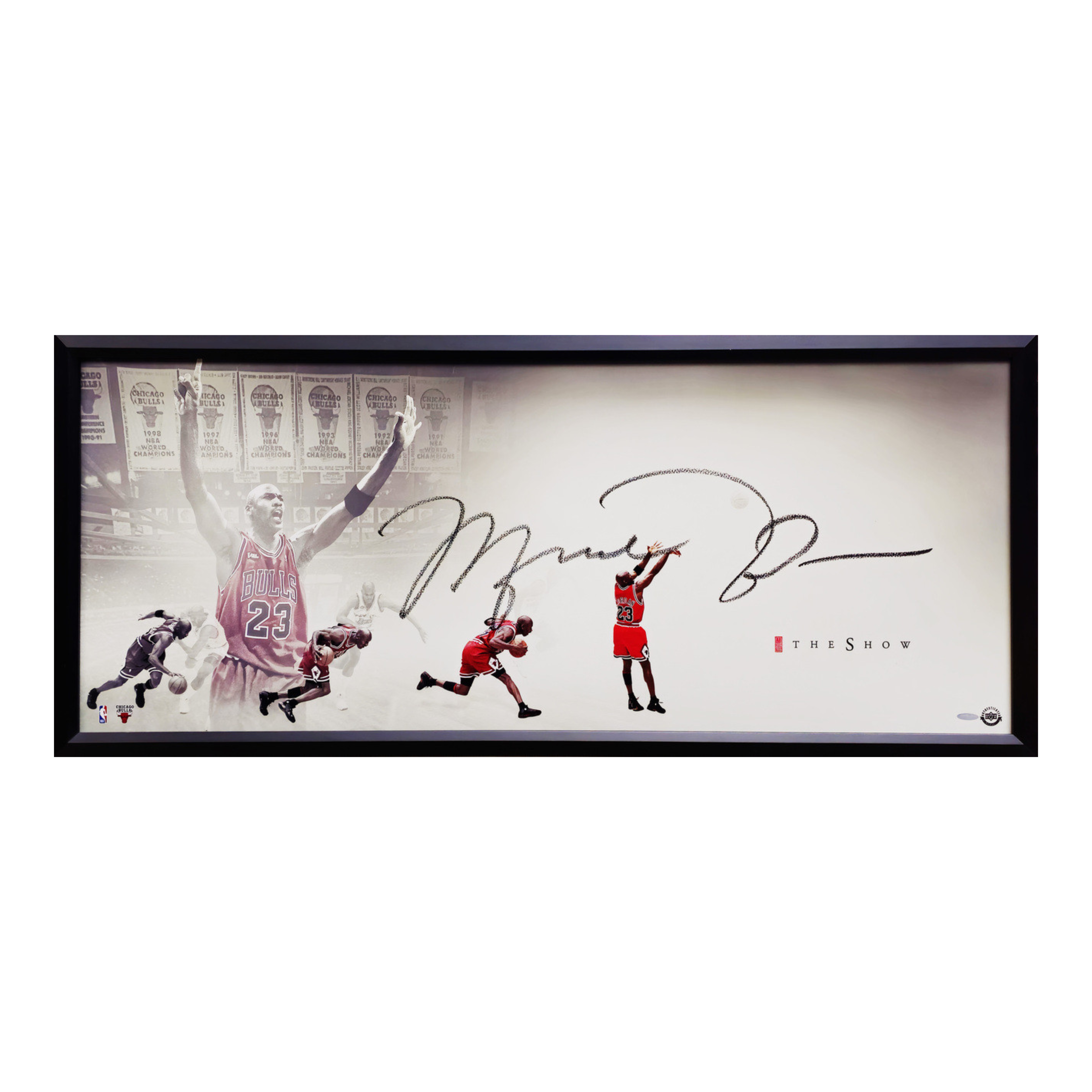 Michael Jordan Autographed Framed 20x46 "The Show" Poster Photo Chicago Bulls "Last Shot" UDA Holo
