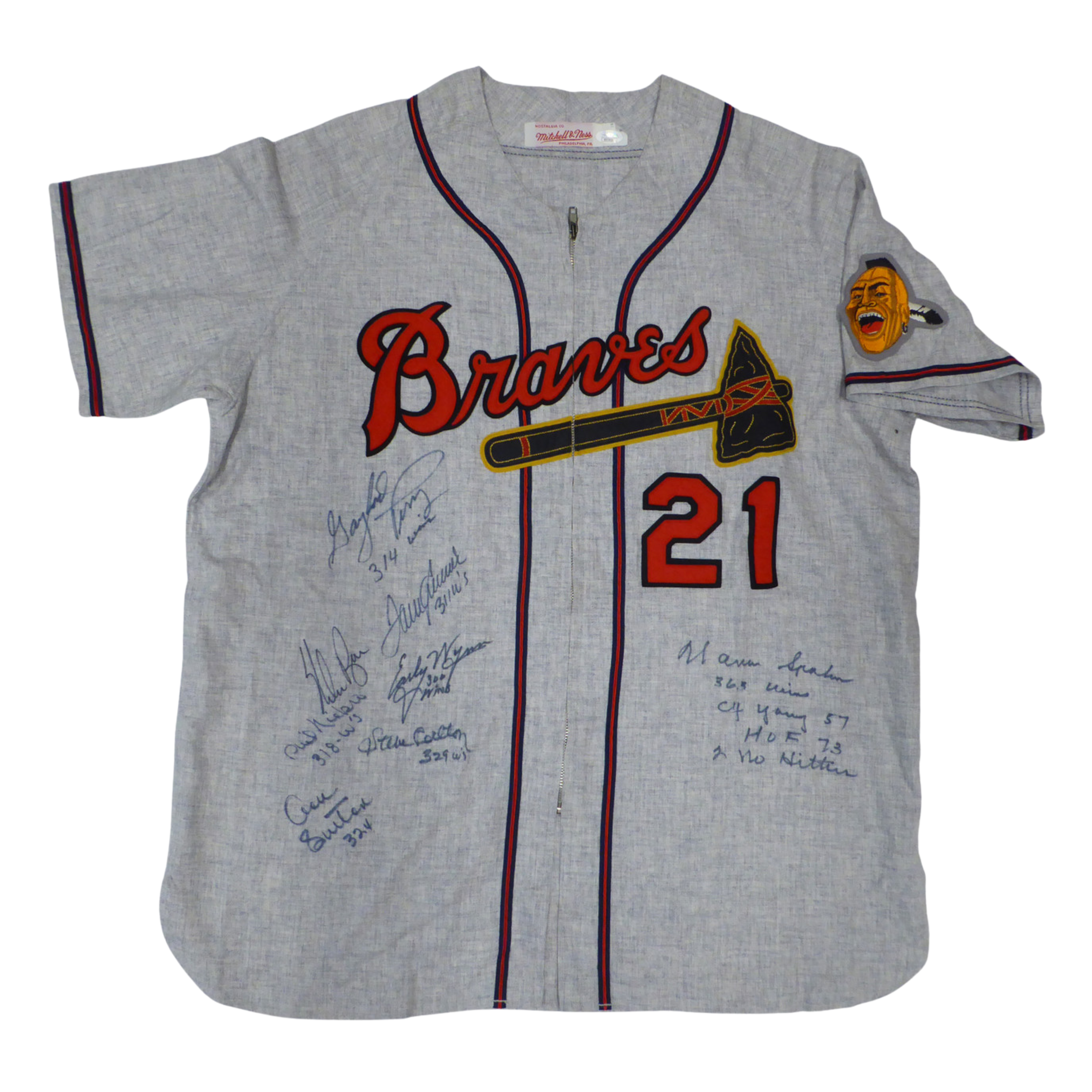 300 Win Club Autographed Jersey With 8 Signatures Including Nolan Ryan, Tom Seaver and Warren Spahn JSA