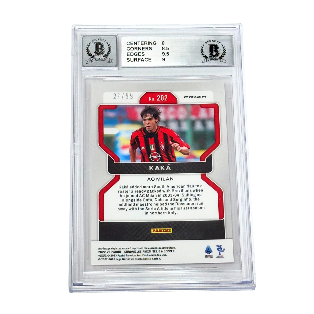 Kaka Signed 2022-23 Panini Chronicles Serie A Red /99 #202 – BGS 8.5 AUTO 10