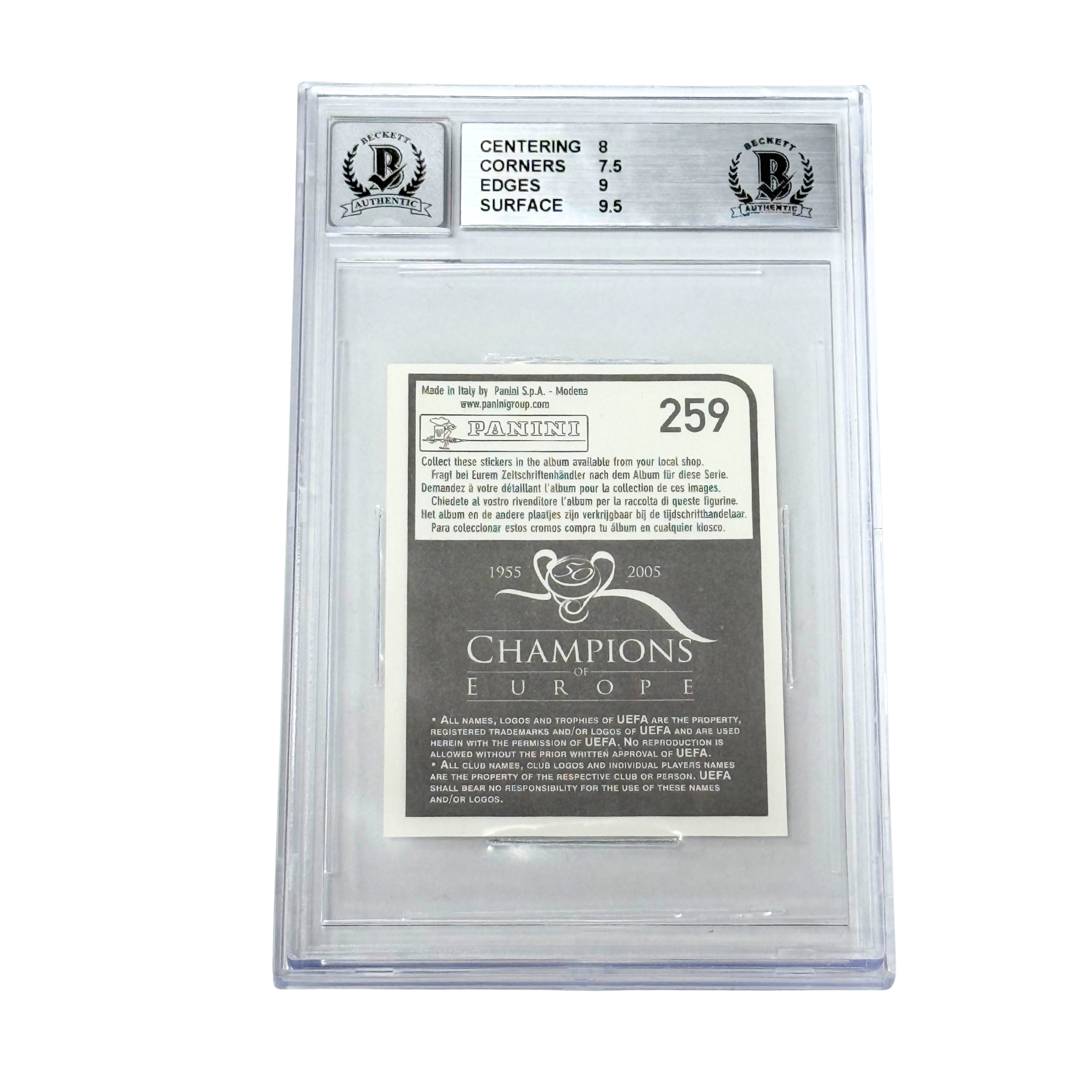 Kaka Signed 2005 Panini Champions of Europe Sticker #259 – BGS 8 AUTO 10