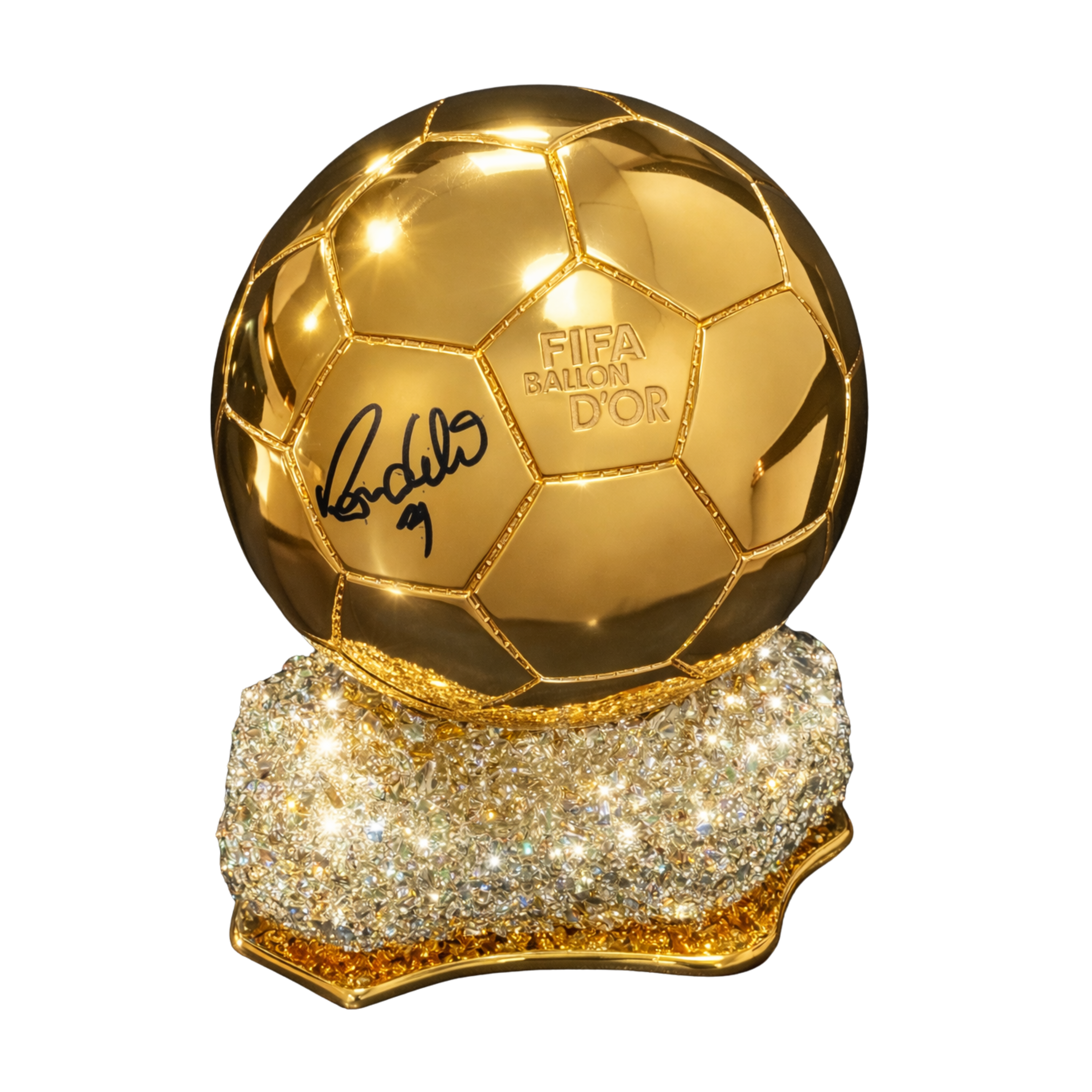 Ronaldo Nazario Signed Replica Ballon d'Or Trophy with Beckett COA