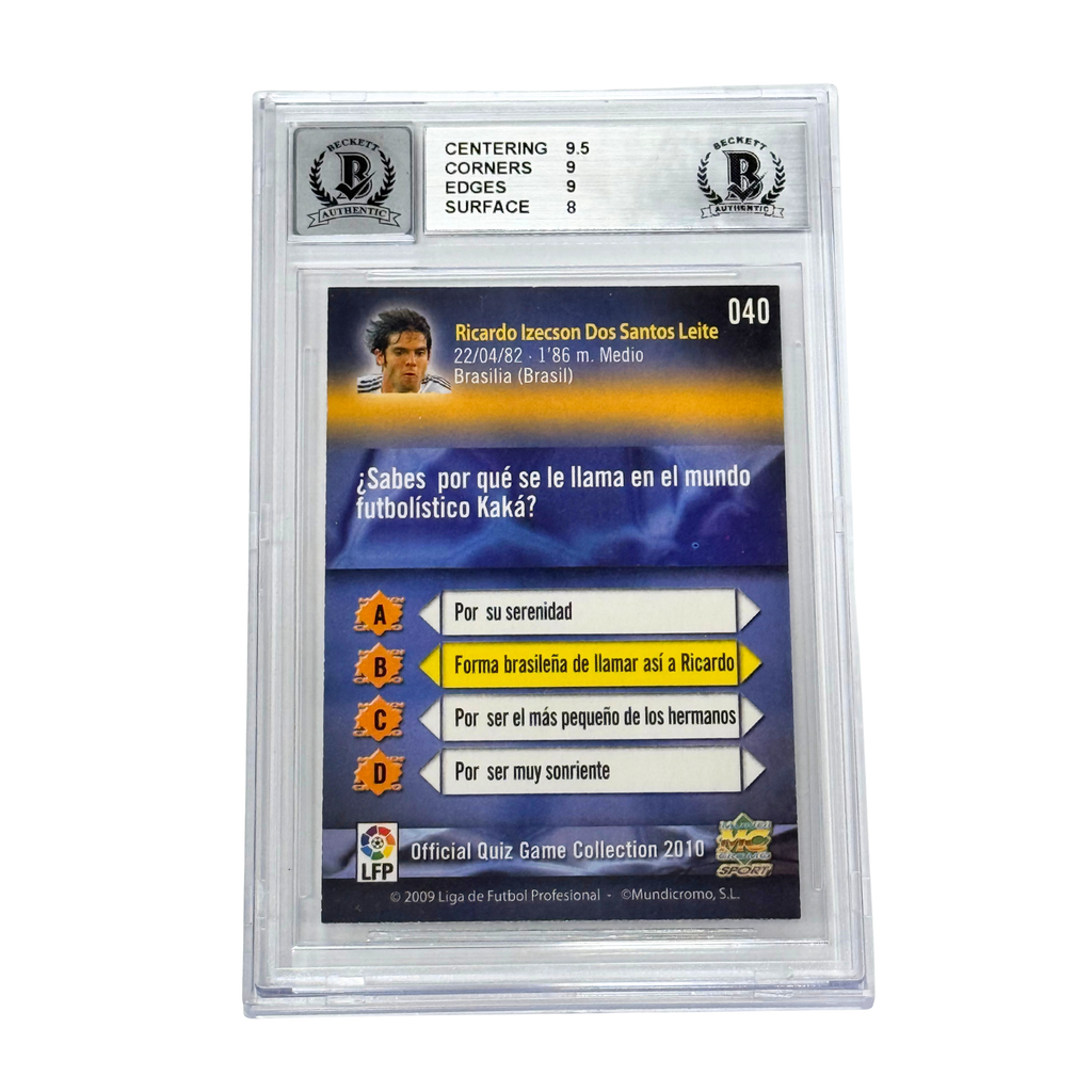 Kaka Signed 2009-10 Mundicromo Las Fichas De La Liga #40 – BGS 8.5 AUTO 9