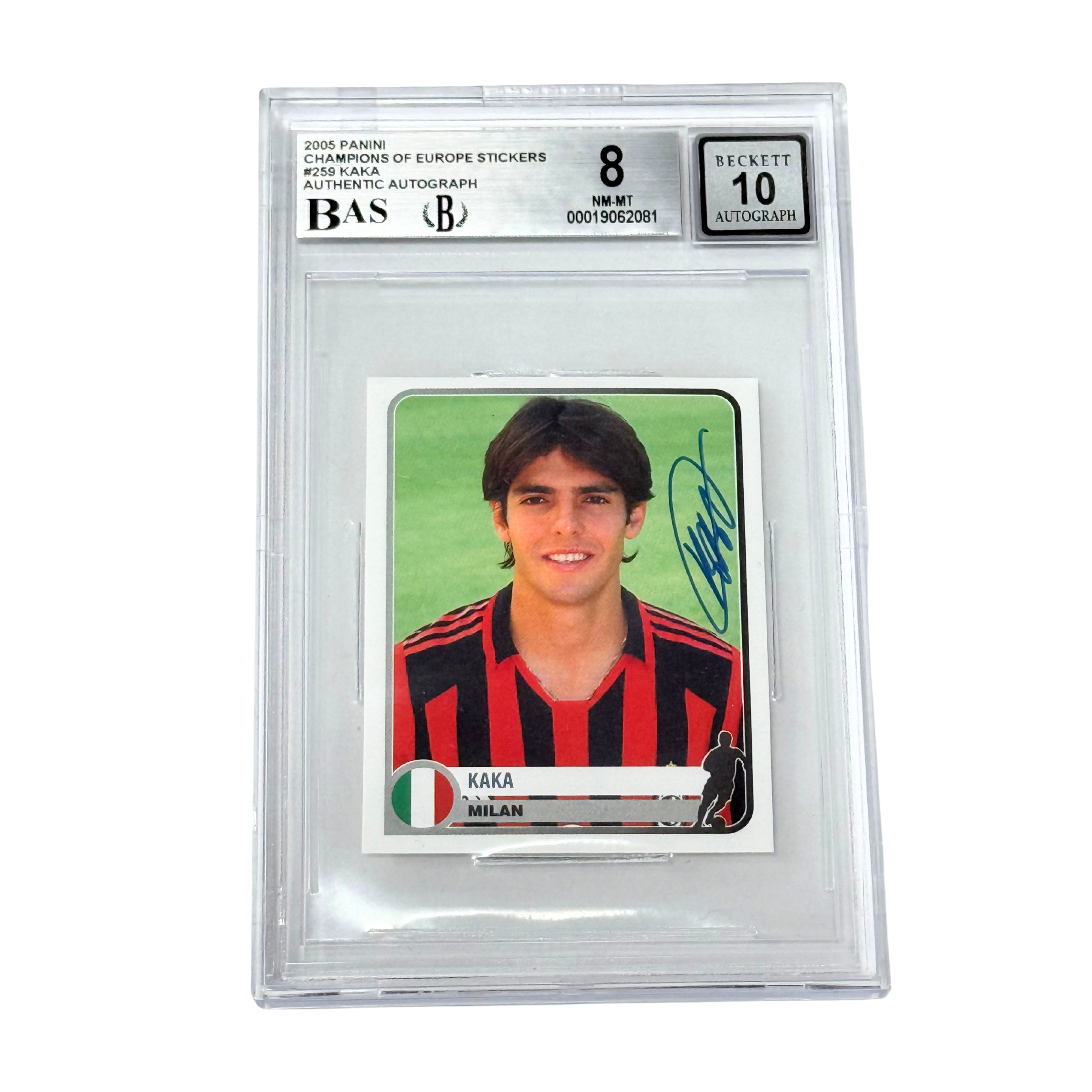 Kaka Signed 2005 Panini Champions of Europe Sticker #259 – BGS 8 AUTO 10