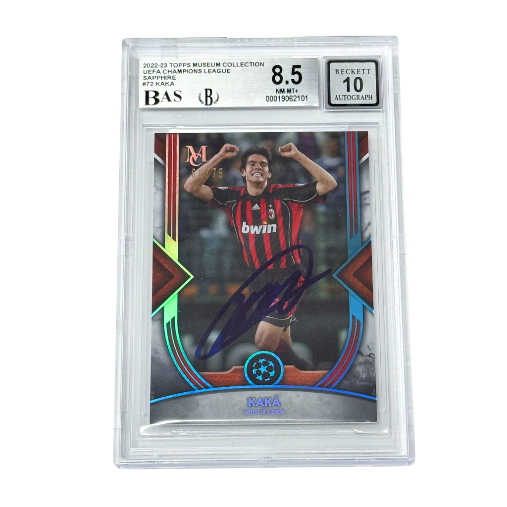 Kaka Signed 2022-23 Topps Museum Collection UCL Sapphire /75 – BGS 8.5 AUTO 10