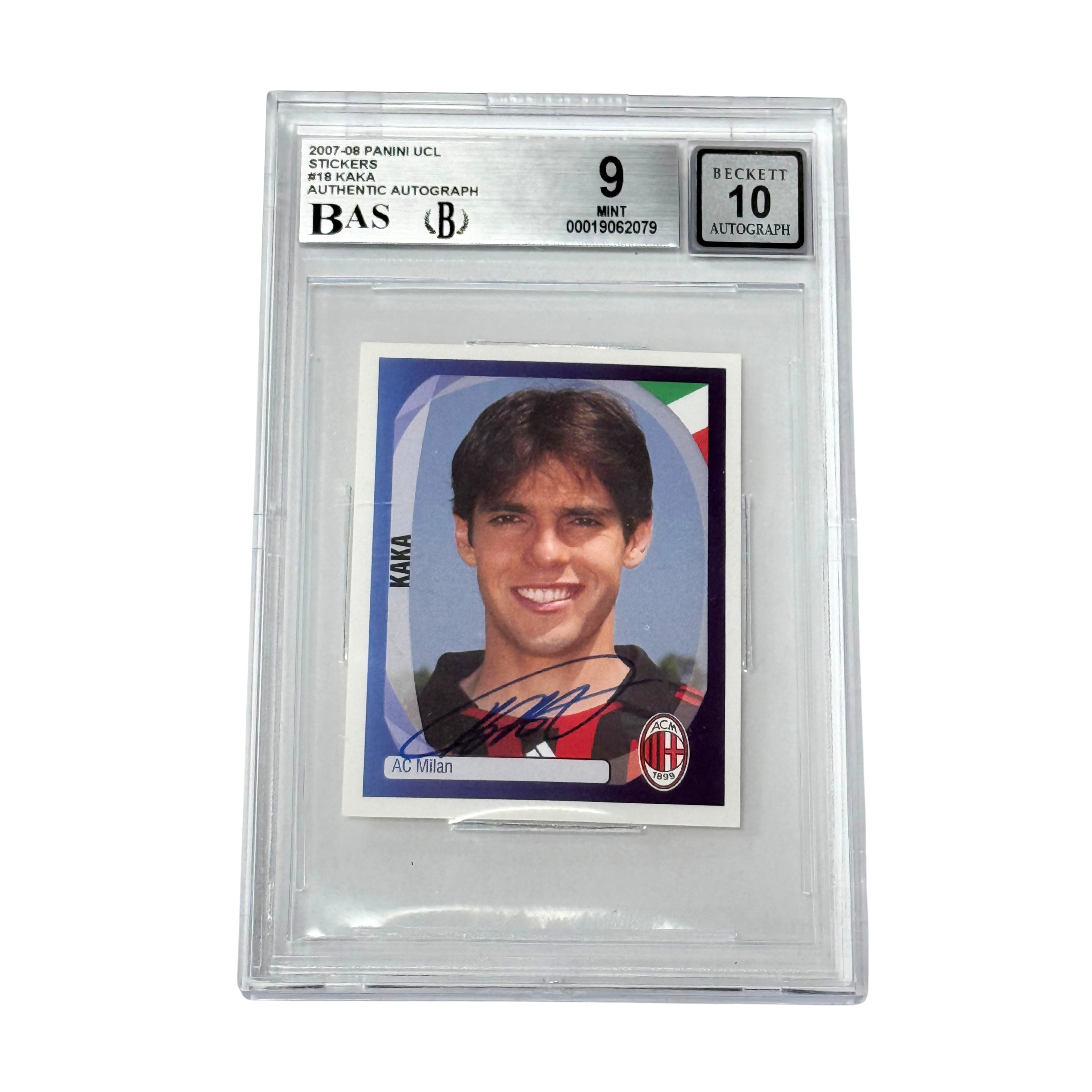 Kaka Signed 2007-08 Panini Champions League Stickers #18 – BGS 9 AUTO 10
