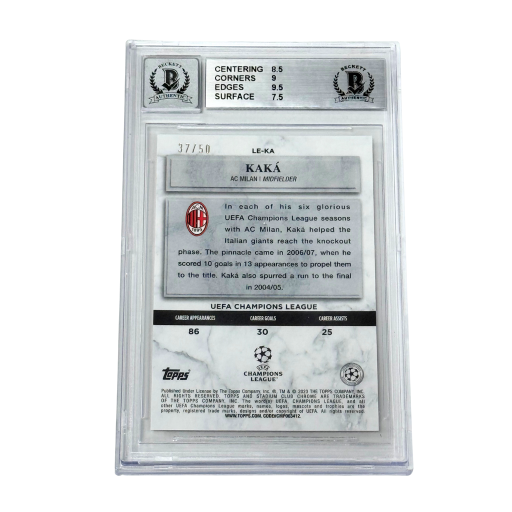 Kaka Signed 2022-23 Topps Stadium Club Chrome Legends Gold /50 – BGS 8.5 AUTO 10