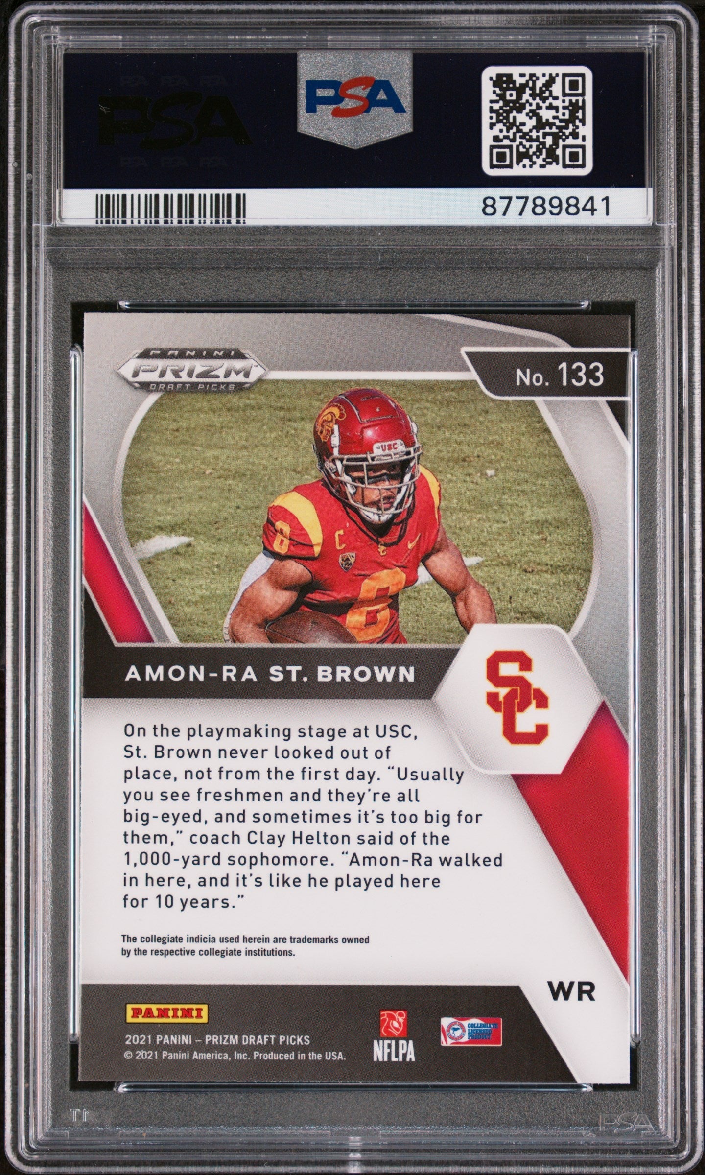 Graded 2021 Panini Prizm Draft Picks Amon-Ra St. Brown #133 Rookie RC Football Card PSA 10 Gem Mint