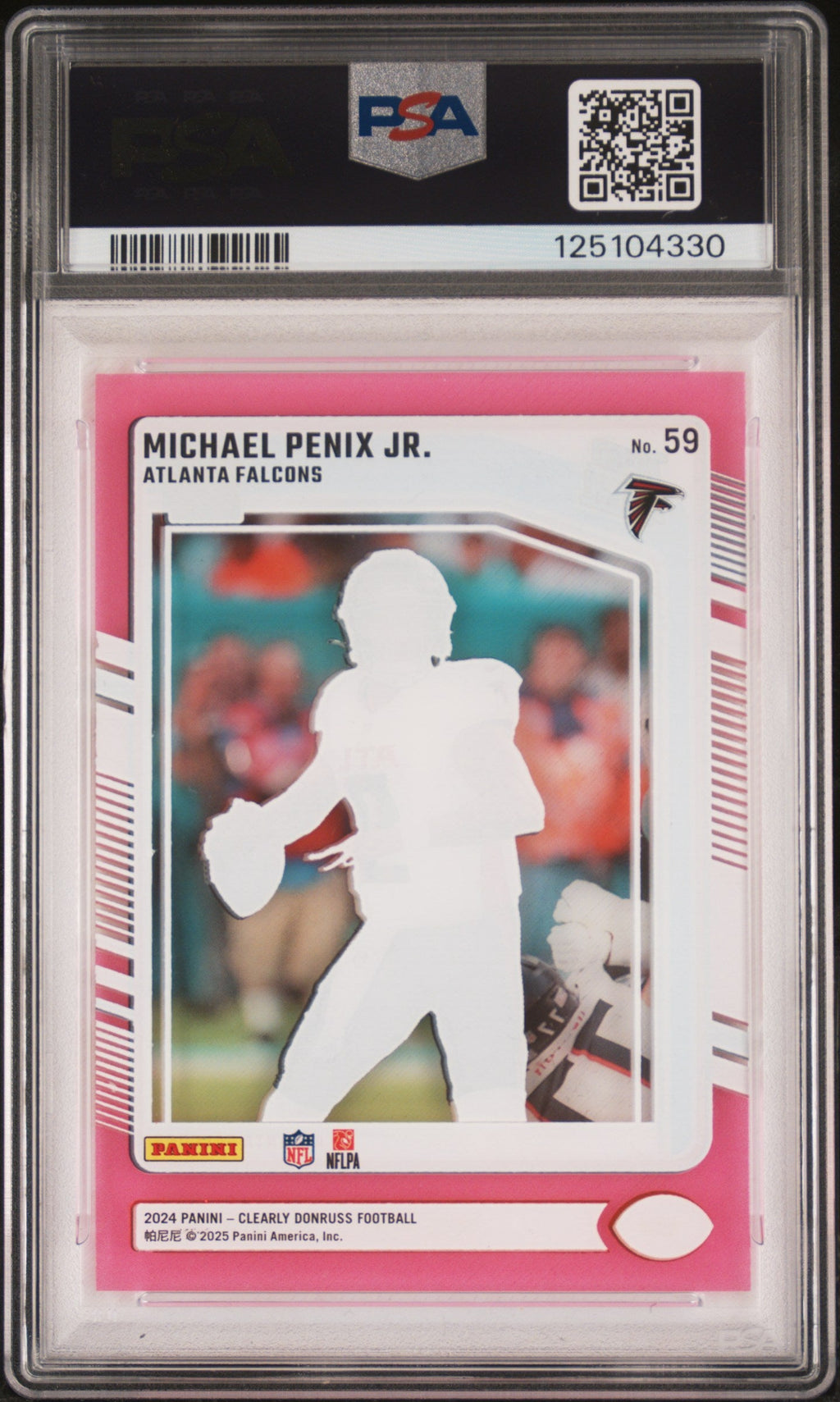 Graded 2024 Panini Clearly Donruss Michael Penix Jr #59 Pink Rookie RC Football Card PSA 10 Gem Mint