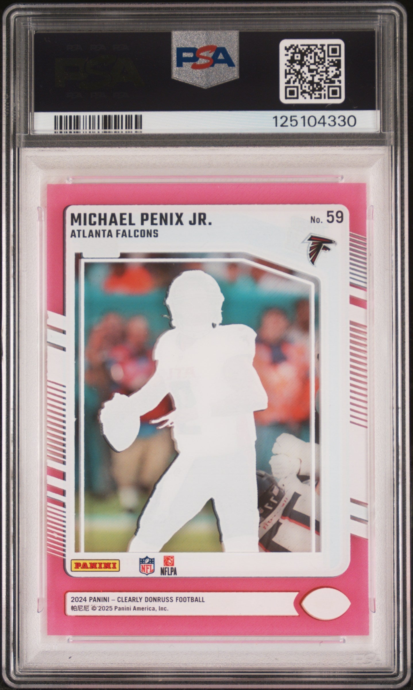 Graded 2024 Panini Clearly Donruss Michael Penix Jr #59 Pink Rookie RC Football Card PSA 10 Gem Mint