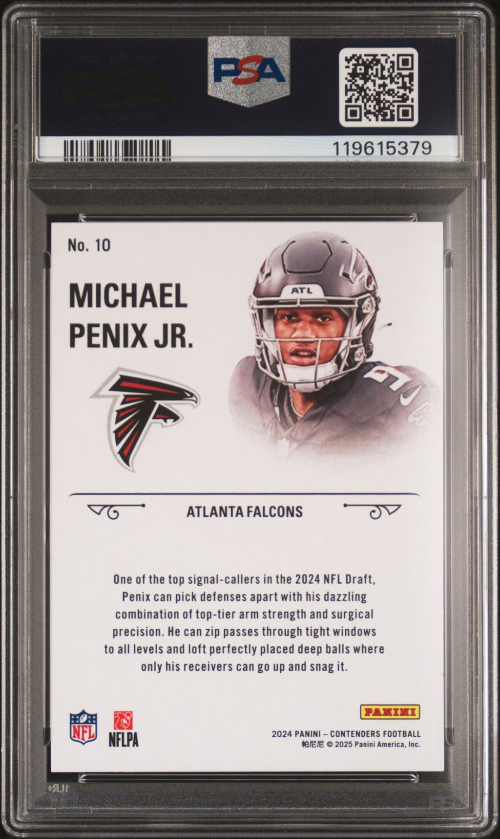 Graded 2024 Panini Contenders Michael Penix Jr #10 Rookie Stallions Red Rookie RC Football Card PSA 10 Gem Mint