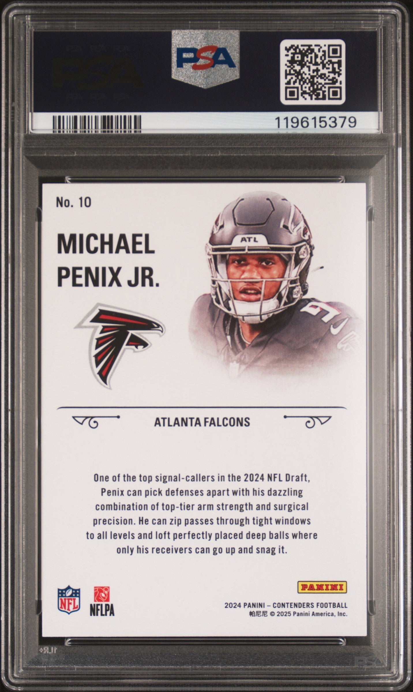 Graded 2024 Panini Contenders Michael Penix Jr #10 Rookie Stallions Red Rookie RC Football Card PSA 10 Gem Mint