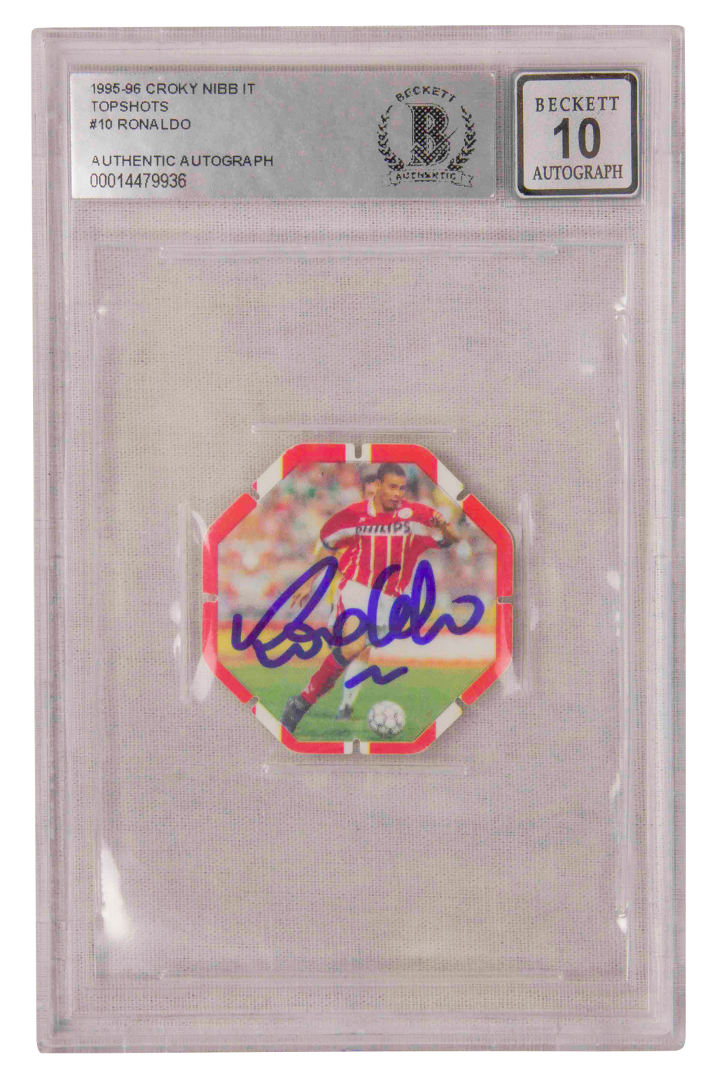 Ronaldo Nazario Signed 1995-96 Croky Nibb IT Topshots #10 – BGS 10 Autograph