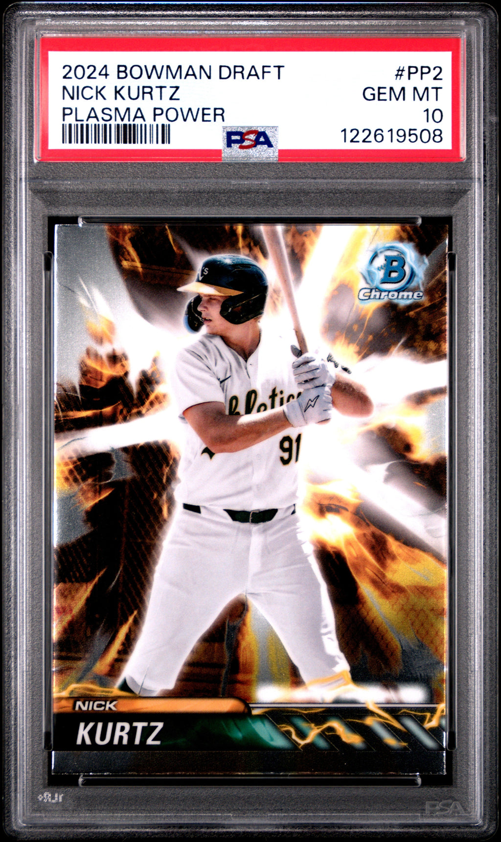 Graded 2024 Topps Bowman Draft Nick Kurtz #PP2 Plasma Power Rookie RC Baseball Card PSA 10 Gem Mint