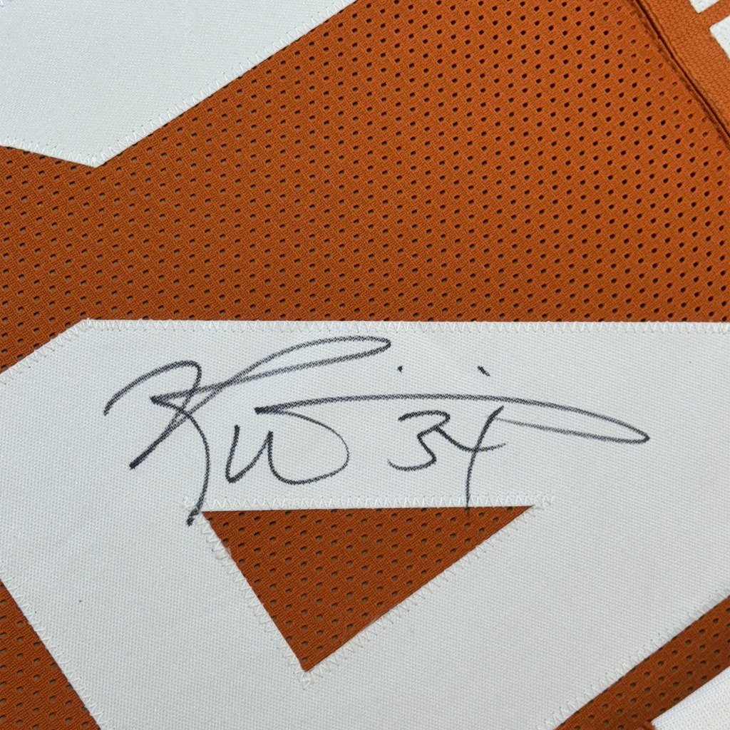 Framed Autographed/Signed Ricky Williams 35x39 Texas Orange College Football Jersey JSA COA