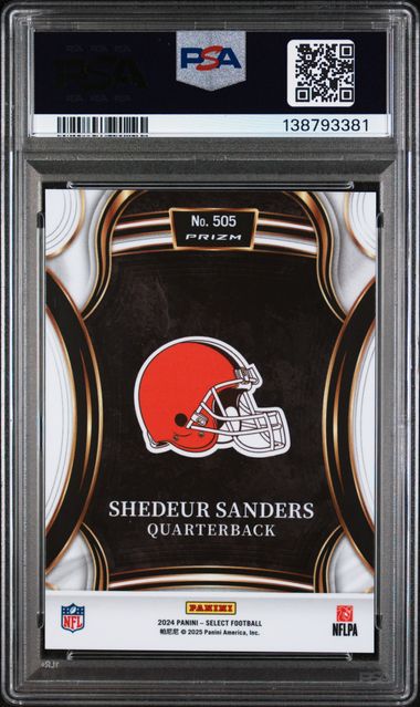 Graded 2024 Panini Select Shedeur Sanders #505 XRC Silver Prizm Rookie RC Football Card PSA 10 Gem Mint