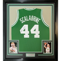 Framed Autographed/Signed Brian Scalabrine 35x39 Boston Green Basketball Jersey JSA COA