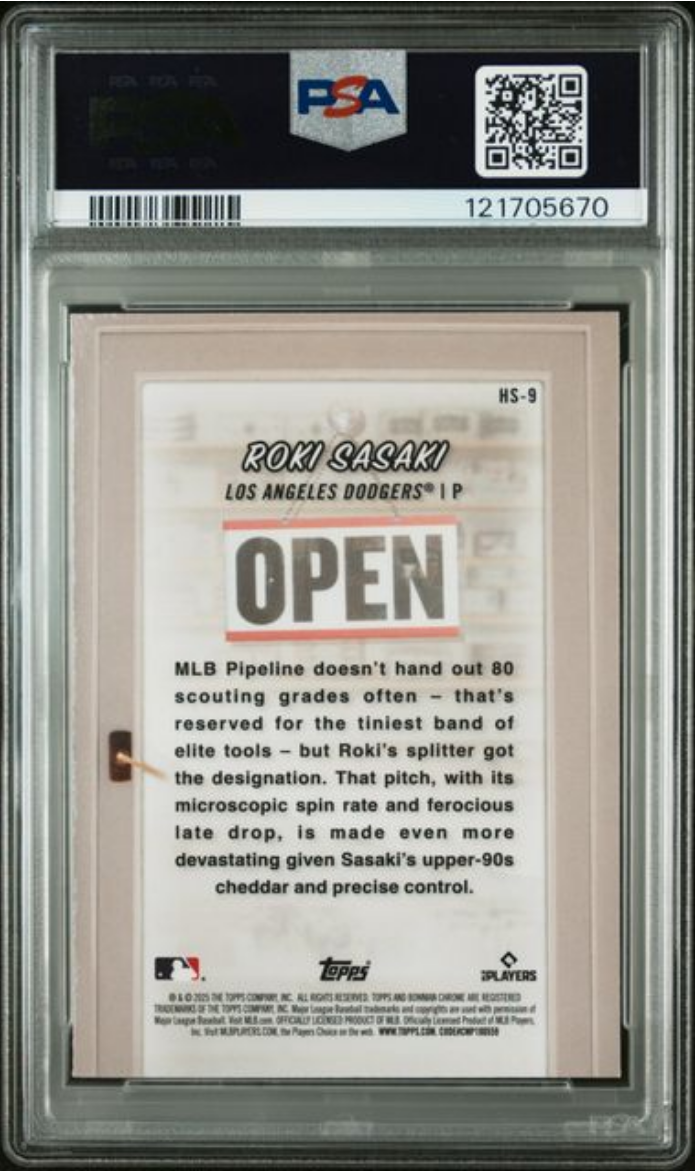 Graded 2025 Topps Bowman Roki Sasaki #HS9 Hobby Stars Rookie RC Baseball Card PSA 10 Gem Mint