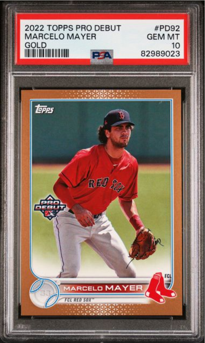 Graded 2022 Topps Pro Debut Marcelo Mayer #PD92 Gold /50 Rookie RC Baseball Card PSA 10 Gem Mint