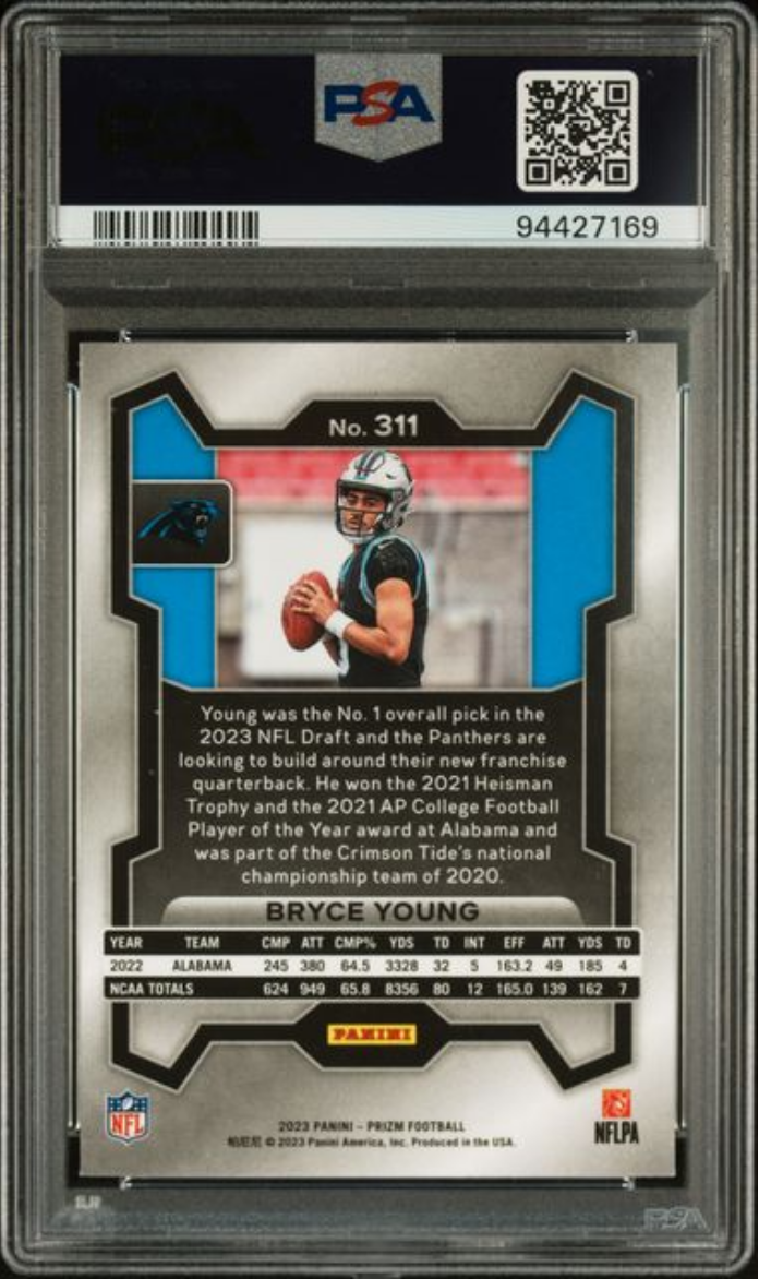 Graded 2023 Panini Prizm Bryce Young #311 Rookie RC Football Card PSA 10 Gem Mint