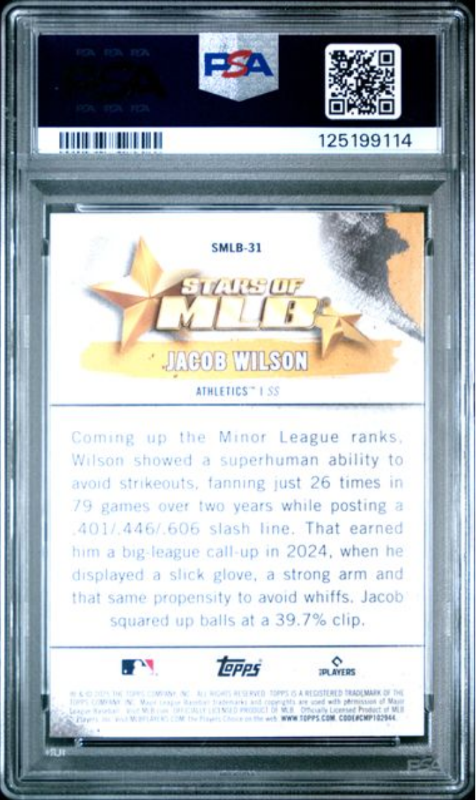 Graded 2025 Topps Jacob Wilson #SMLB31 Stars of MLB Rookie RC Baseball Card PSA 10 Gem Mint