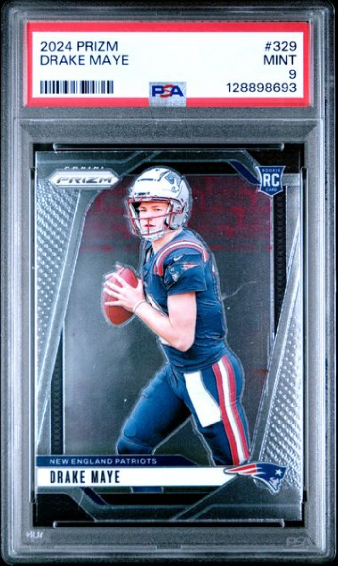 Graded 2024 Panini Prizm Drake Maye #329 Rookie RC Football Card PSA 9 Mint