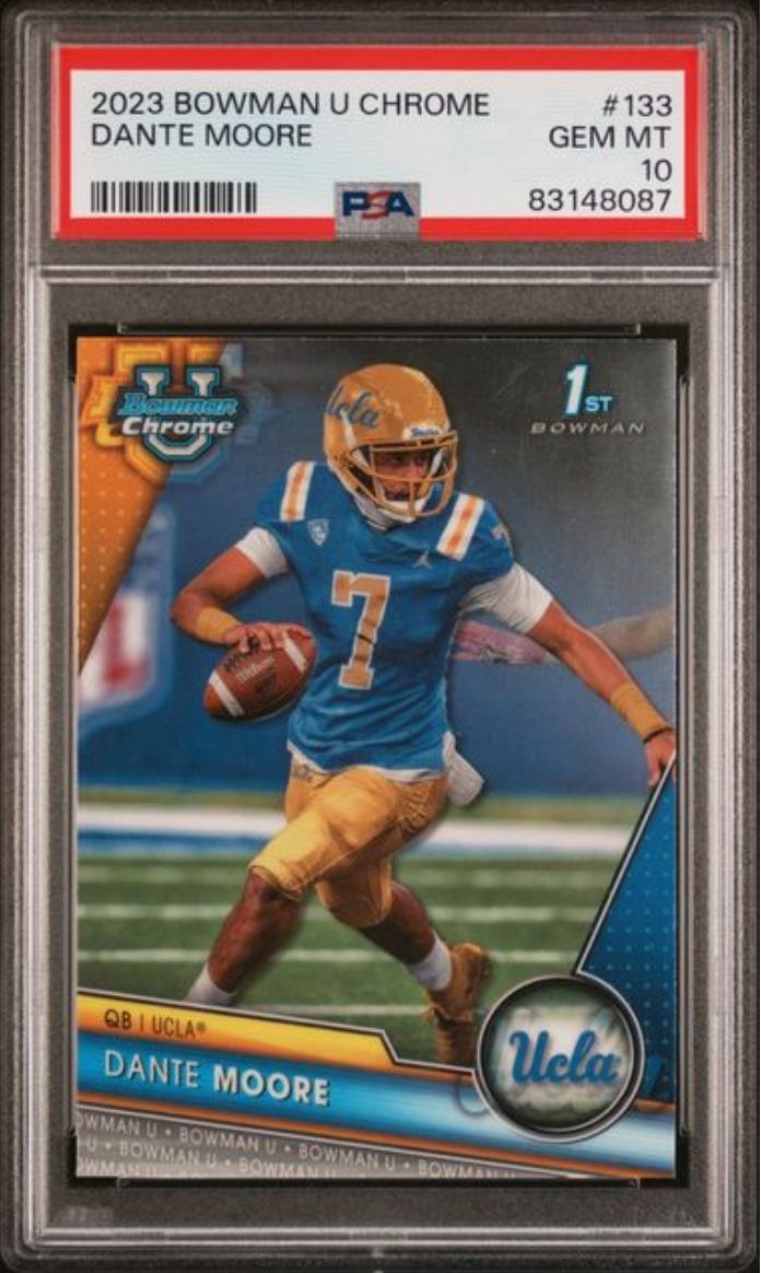 Graded 2023 Topps Bowman U Chrome Dante Moore #133 Rookie RC Football Card PSA 10 Gem Mint