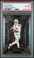 Graded 2024 Panini Select Drake Maye #24 Turbocharged Rookie RC Football Card PSA 10 Gem Mint