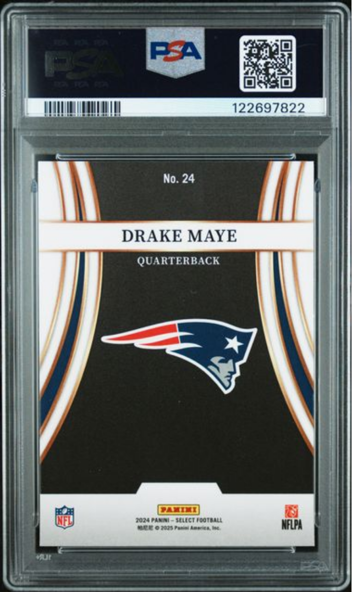 Graded 2024 Panini Select Drake Maye #24 Turbocharged Rookie RC Football Card PSA 10 Gem Mint