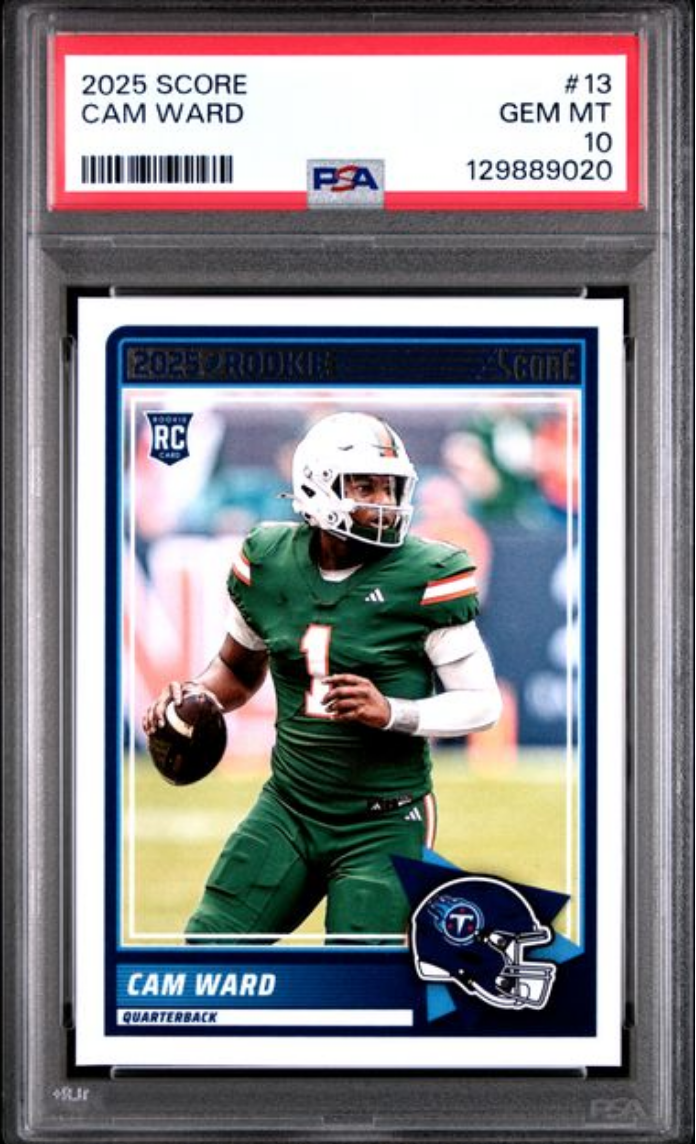 Graded 2025 Panini Score Cam Ward #13 Rookie RC Football Card PSA 10 Gem Mint
