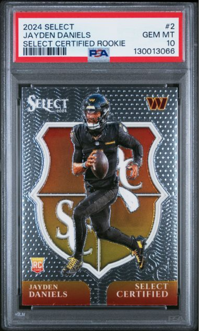 Graded 2024 Panini Select Jayden Daniels #2 Select Certified Rookie RC Football Card PSA 10 Gem Mint