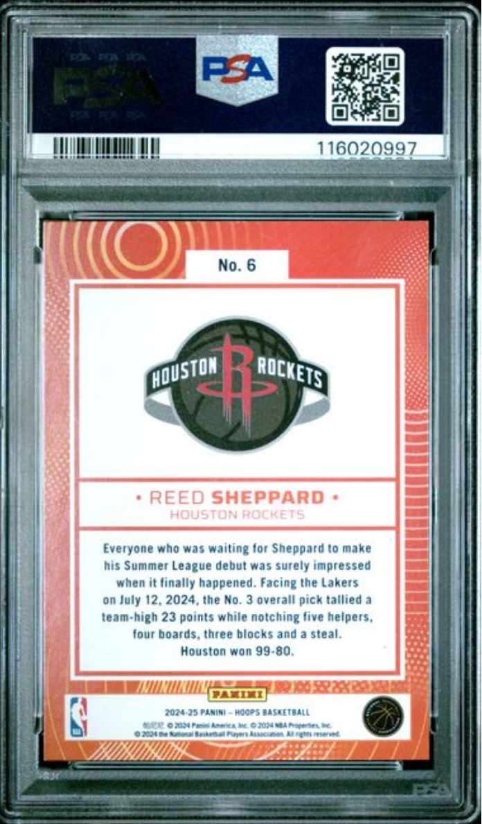 Graded 2024 Panini Hoops Reed Sheppard #6 We Got Next Rookie RC Basketball Card PSA 10 Gem Mint