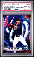 Graded 2024 Topps Bowmans Best Dylan Crews #TP30 Top Prospects Purple Mojo /250 Rookie RC Baseball Card PSA 10 Gem Mint