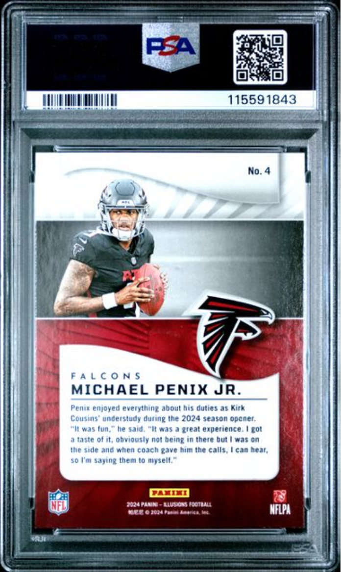 Graded 2024 Panini Illusions Michael Penix Jr #4 Retail Rookie RC Football Card PSA 10 Gem Mint