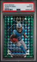 Graded 2023 Panini Mosaic Jahmyr Gibbs #324 Green Rookie RC Football Card PSA 10 Gem Mint