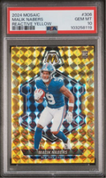 Graded 2024 Panini Mosaic Malik Nabers #306 Reactive Yellow Rookie RC Football Card PSA 10 Gem Mint