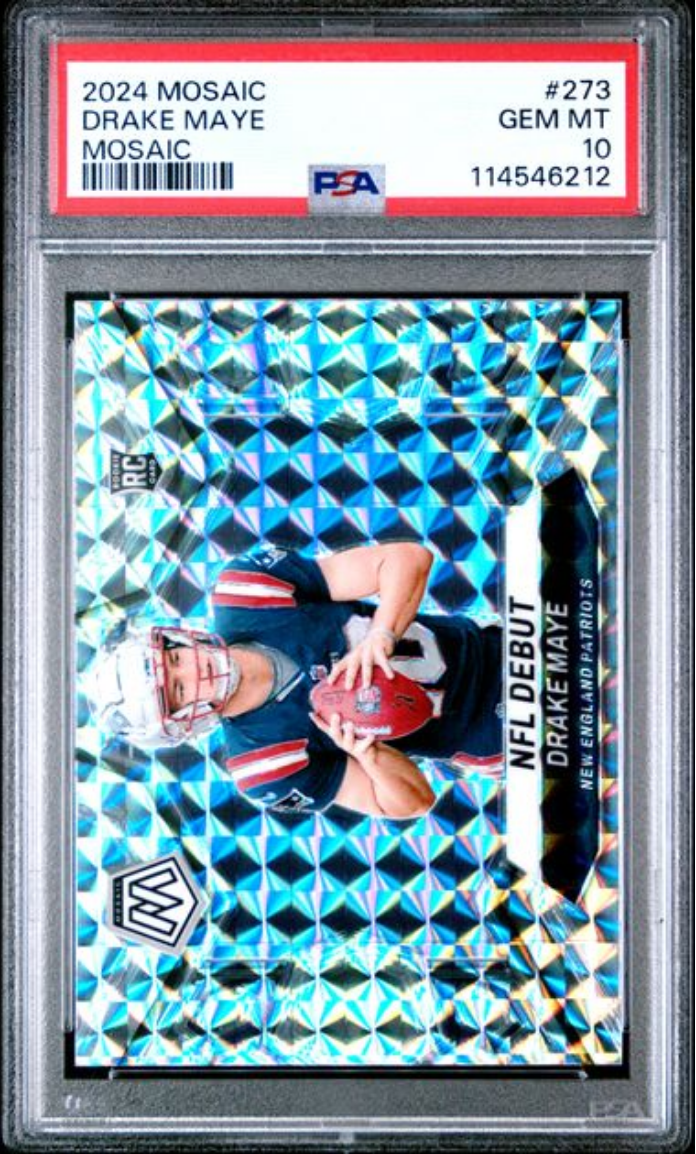 Graded 2024 Panini Mosaic Drake Maye #273 Mosaic Rookie RC Football Card PSA 10 Gem Mint
