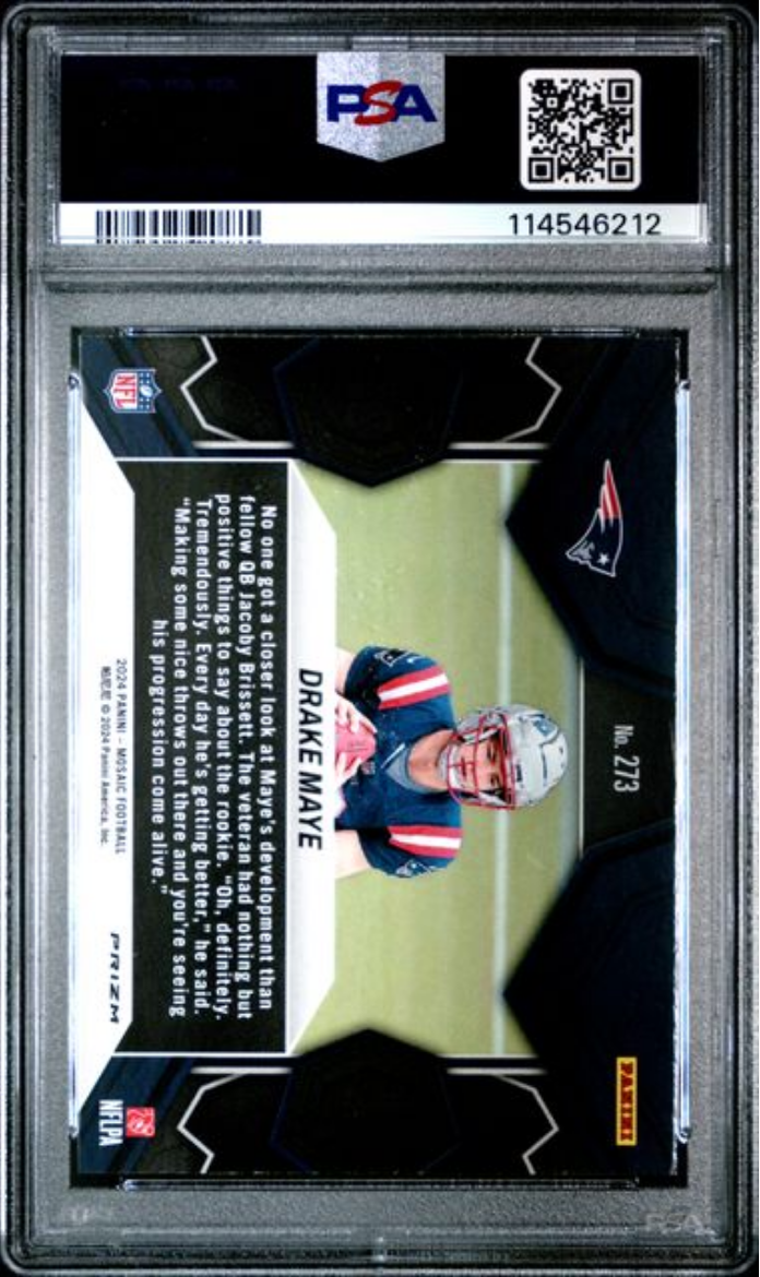 Graded 2024 Panini Mosaic Drake Maye #273 Mosaic Rookie RC Football Card PSA 10 Gem Mint