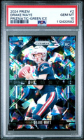 Graded 2024 Panini Prizm Drake Maye #2 Prizmatic Green Ice Rookie RC Football Card PSA 10 Gem Mint