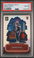 Graded 2024 Panini Donruss Optic Drake Maye #4 Uptowns Rookie RC Football Card PSA 10 Gem Mint