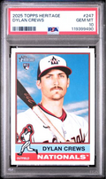 Graded 2025 Topps Heritage Dylan Crews #247 Rookie RC Baseball Card PSA 10 Gem Mint