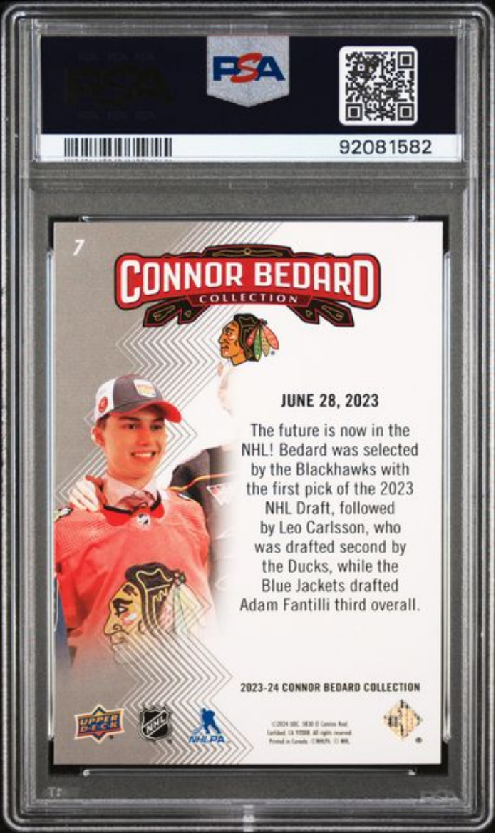 Graded 2023 Upper Deck Bedard Collection Connor Bedard #7 Rookie RC Hockey Card PSA 10 Gem Mint