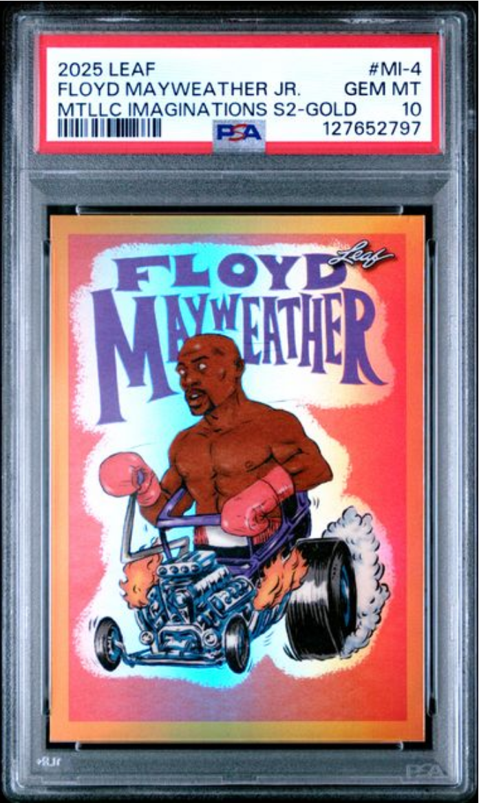Graded 2025 Leaf Floyd Mayweather Jr #MI4 Metallic Imaginations Series 2 Gold /99 Boxing Card PSA 10 Gem Mint
