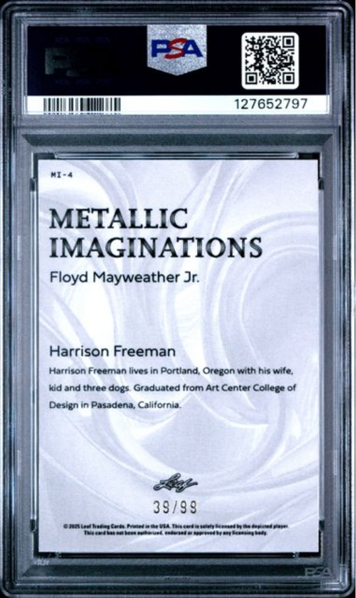 Graded 2025 Leaf Floyd Mayweather Jr #MI4 Metallic Imaginations Series 2 Gold /99 Boxing Card PSA 10 Gem Mint