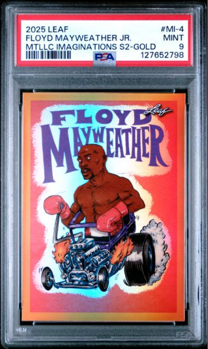 Graded 2025 Leaf Floyd Mayweather Jr #MI4 Metallic Imaginations Series 2 Gold /99 Boxing Card PSA 9 Mint