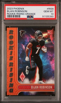 Graded 2023 Panini Phoenix Bijan Robinson #RIS6 Rookie Rising Orange /99 Rookie RC Football Card PSA 10 Gem Mint