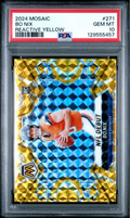 Graded 2024 Panini Mosaic Bo Nix #271 Reactive Yellow Rookie RC Football Card PSA 10 Gem Mint