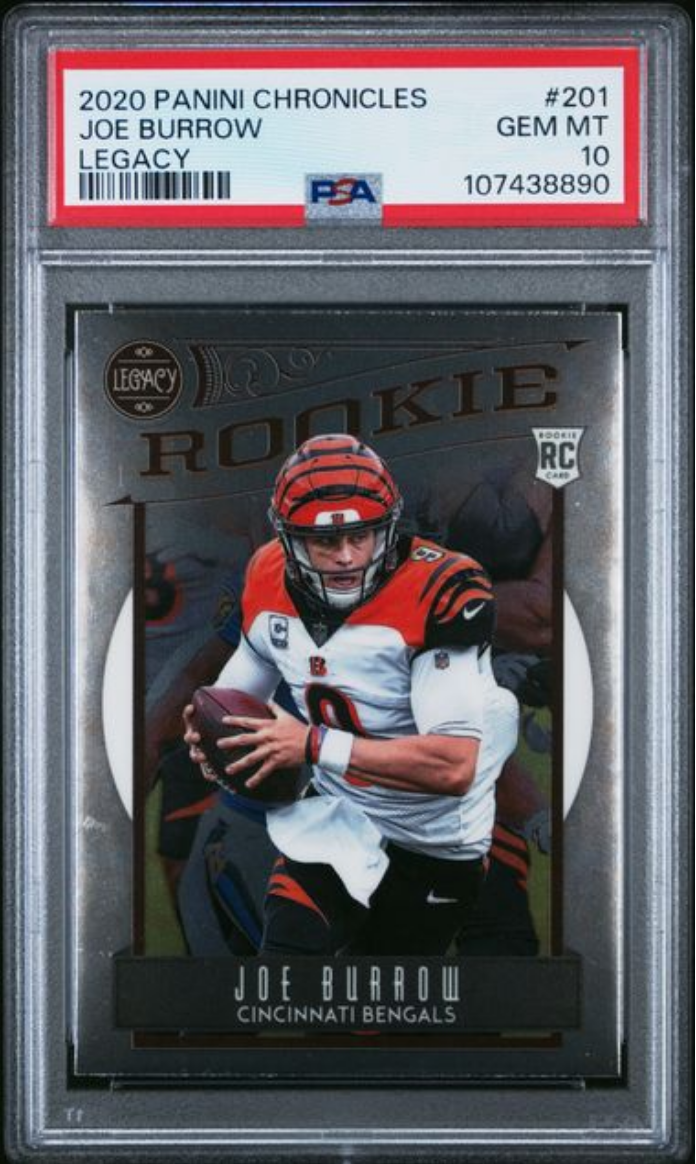 Graded 2020 Panini Chronicles Joe Burrow #201 Legacy Rookie RC Football Card PSA 10 Gem Mint