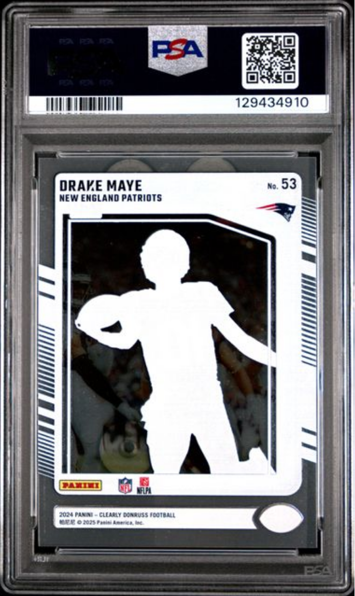 Graded 2024 Panini Clearly Donruss Drake Maye #53 Rookie RC Football Card PSA 10 Gem Mint