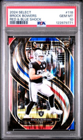 Graded 2024 Panini Select Brock Bowers #118 Red & Blue Shock Rookie RC Football Card PSA 10 Gem Mint
